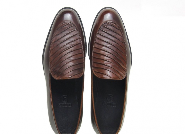 Brown loafer diagonal stripes RU