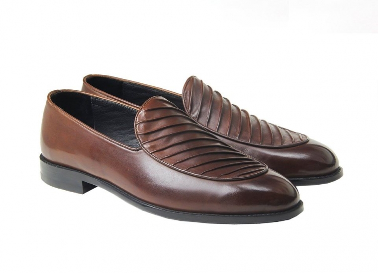 Brown loafer diagonal stripes RU